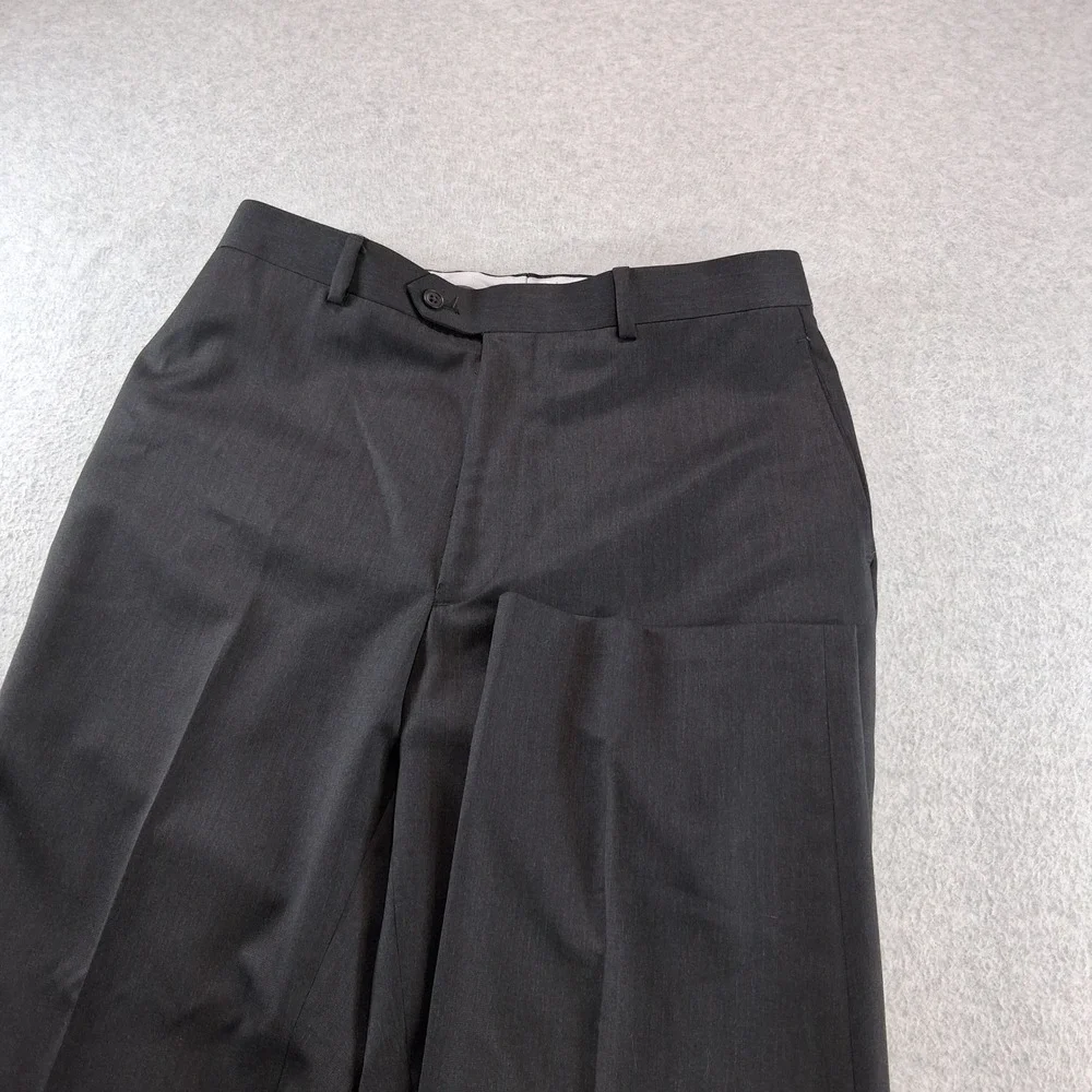 Wilke Rodriguez Suit 40R 34x30 Gray Heathered Wool Double Vent Flat Front Modern